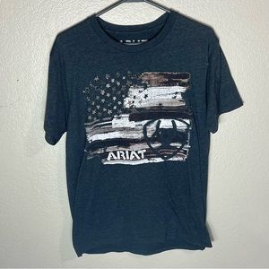 ARIAT graphic t shirt dark gray flag logo medium